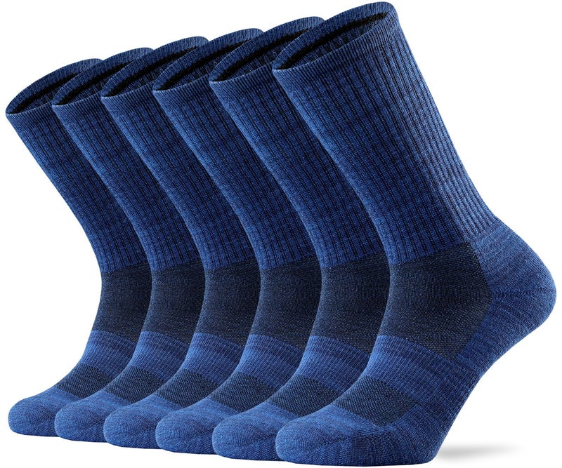 Ortis Men's Merino Wool Cushion Crew Socks with Moisture Wicking Control Light Weight Breathable for Outdoor Hiking Cycling(Blue L) - Image 1